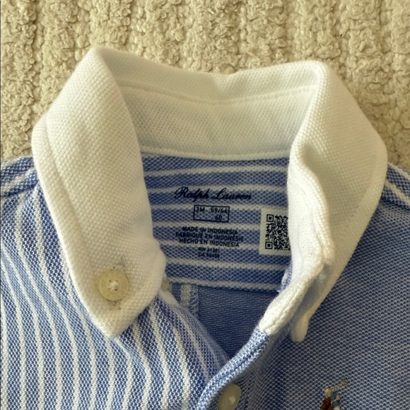 Ralph Lauren Kids Blue and White Striped Button-Down Shirt - Picture 2 of 3